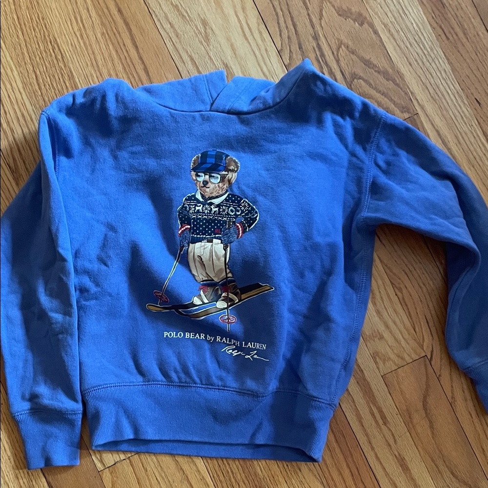 Polo by Ralph Lauren Kids unisex sz 7 Blue Polo Bear Ski Sweatshirt